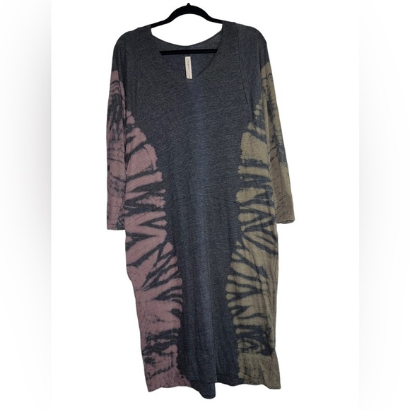 RAQUEL ALLEGRA Basic Tie Dye Gray Dolman Sleeve Dress Sz 2/ Medium - Picture 1 of 11